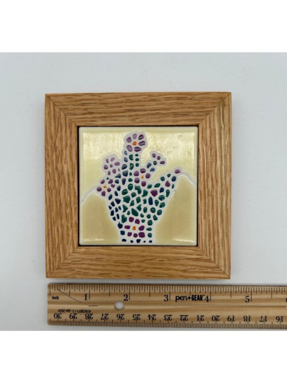Vintage The Betty Co. Prescott Arizona Mosaic Cactus Art Tile Southwestern Decor - Picture 4 of 4